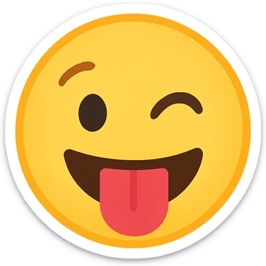 face with tongue out emoji, digital illustration sticker