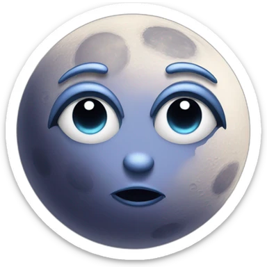 planet Moon with a cartoon kind face with big feminine eyes sticker