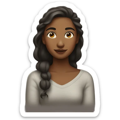 An woman in her 20s affectionately embracing herself sticker