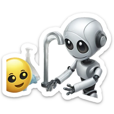 A robot taking clothes out of the sink sticker