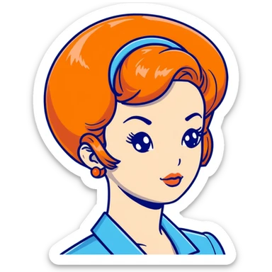 orange hair styled in a retro bouffant sticker