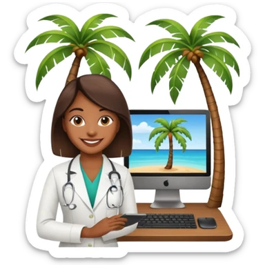 nutricionist with a computer palm tree  sticker