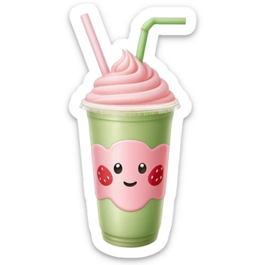 Strawberry matcha milk teab sticker