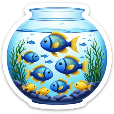 large aquarium with blue and yellow fish  sticker
