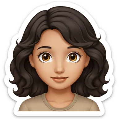 tan girl with black wavy hair and dark brown eyes sticker