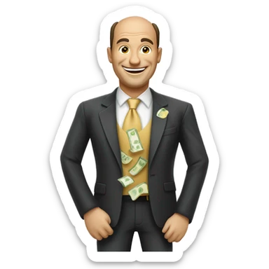 un señor grende feliz con dinero sticker