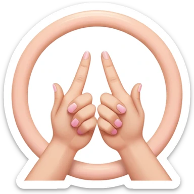 hand gesture with thumb above index finger forming a circle, middle finger and ring finger intertwined, pinky finger slightly spaced out sticker