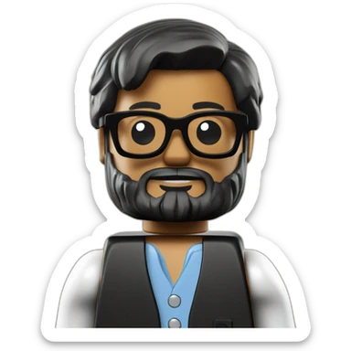 Lego minifig with black beard, wearing glasses, light brown skin sticker