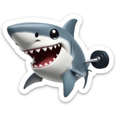 Shark lifting dumbbells  sticker