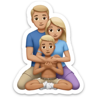 man on knees hugging womans waist sticker