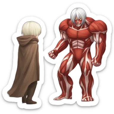 colossal titan vs livai sticker