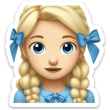 Blonde girl, blue eyes, sleepy, end so cute with bows sticker