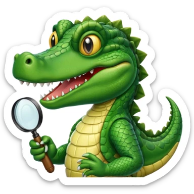 A gator with a magnifying glass sticker