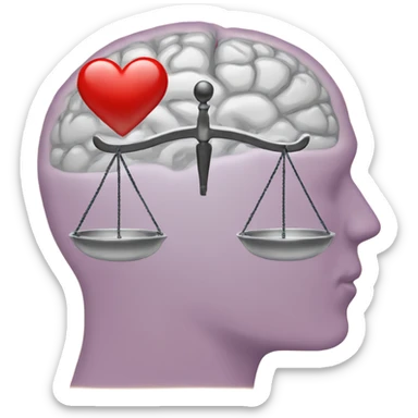 scales on one side of the brain and the heart on the other  sticker