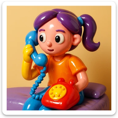 girl talking on telephone in her room sticker