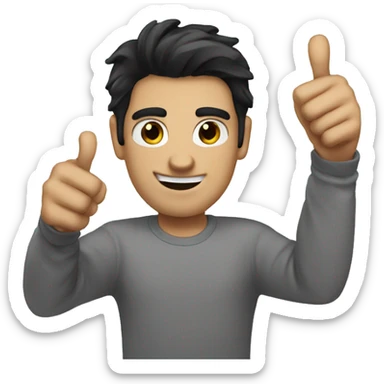 dark hair dark eyed man thumbs up  sticker