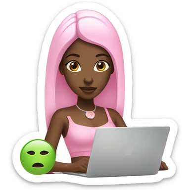 Black girl using a pink MacBook spa sticker
