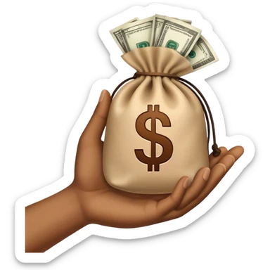 A hand with a bag of money on the pal sticker