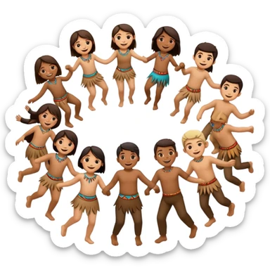 tribals dancing holding each others hands together dancing in a circle sticker