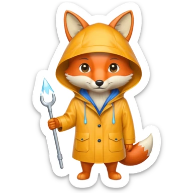 fox wearing a raincoat sticker
