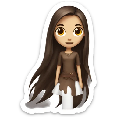 Girl with really, really Long Blood Brown, Hair sticker