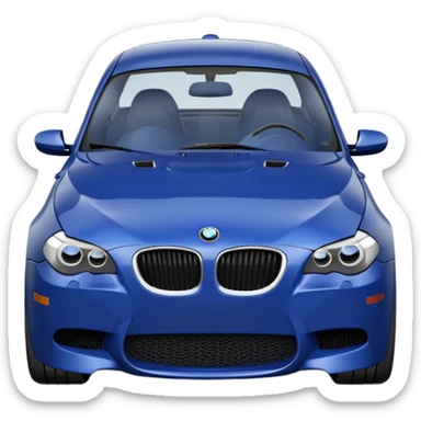 Pixar style 3D render of a cute, anthropomorphic dark blue BMW M5 E60 car. sticker