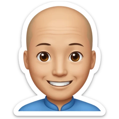 chineese man with a bald head and ponytail in the middle sticker