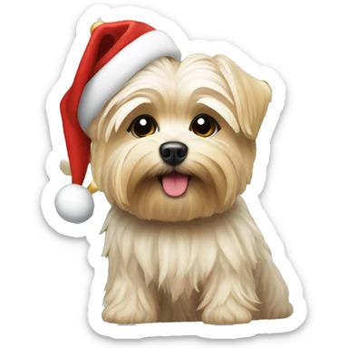 Morkie under Christmas tree  sticker