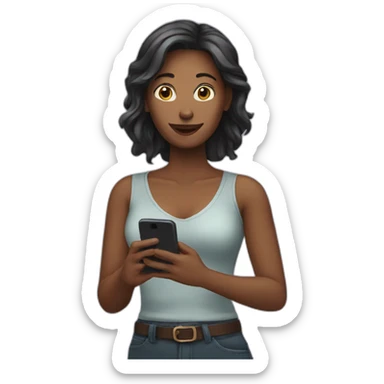 women with smartphone  sticker