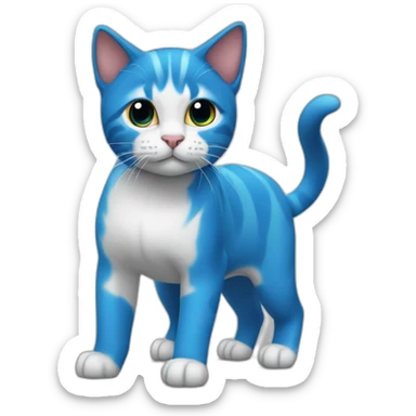 gato-azul-tres-patas-dos colas sticker