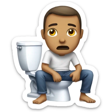 Man stuck on the toilet poopin sticker