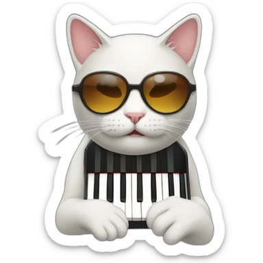 Cat playing piano with sunglasses sticker