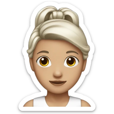 Girl with brown ponytail and white hairbow sticker