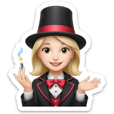 young girl magician performing a magic trick sticker