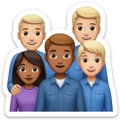 A line of 5 people standing, third variation sticker