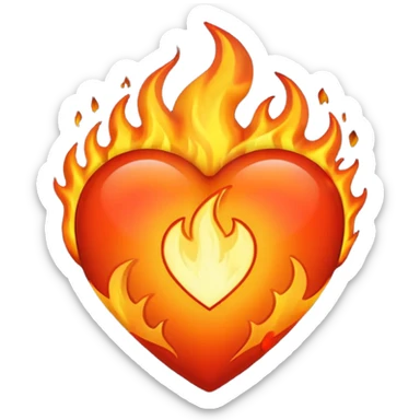 red heart in fire sticker