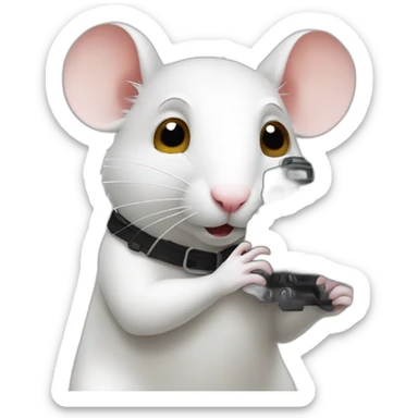 white rat filming a movie sticker