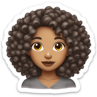 Lightskin woman whit big curly hair  sticker