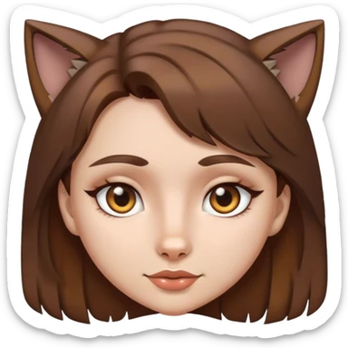 girl with wolf cut brown hair and hazel eyes  sticker