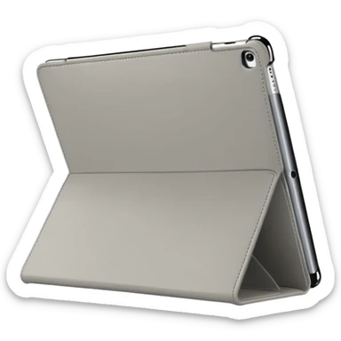 Closed forward facing Light grey trifold iPad cover. Plain no emojis or faces on the cover
 sticker