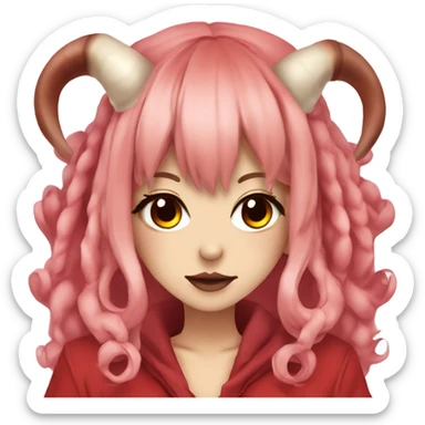 hime gyaru oni girl, red skin, horns sticker