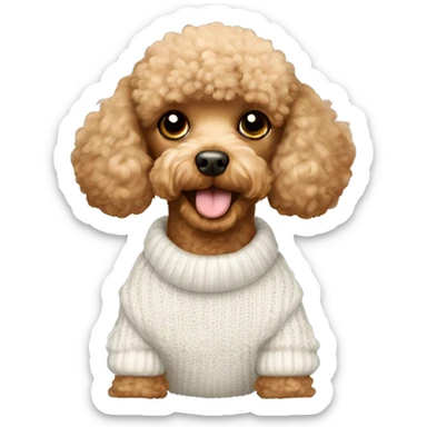 Light brown toy poodle wearing white sweater  sticker