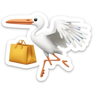 stork flying carrying a bag sticker