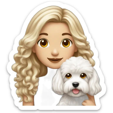 Long hair turkish girl with white maltipoo sticker