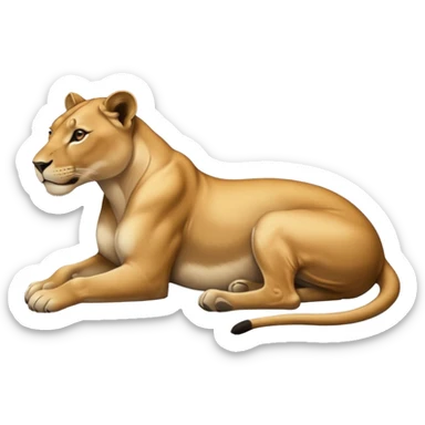 a lioness's silhouette laying down sticker