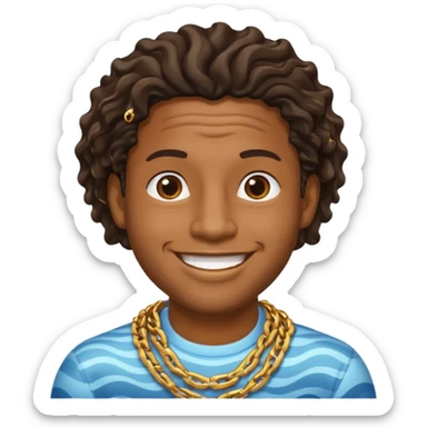 Black guy with waves and chains smiling  sticker