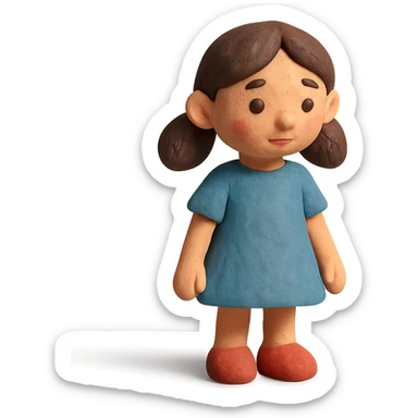 demure girl in claymation style sticker
