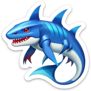 Shiny Exotic Colorful epic Sharpedo-Garchomp-Gabite-Salamence-Koraidon-Fakémon-hybrid-creature (full body)  sticker