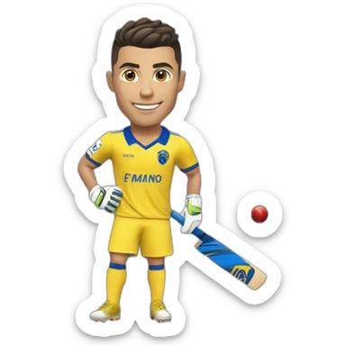 Cristiano ronaldo playing cricket in Al nassr jersey  sticker