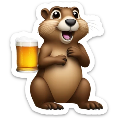 groundhog drinking beer sticker